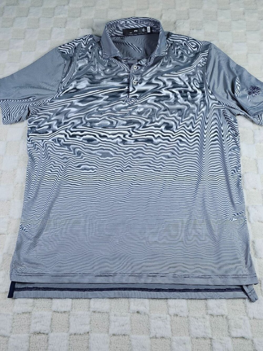 RLX Ralph Lauren Polo Large L Blue White Stripe ROCC Country Club Golf Mens